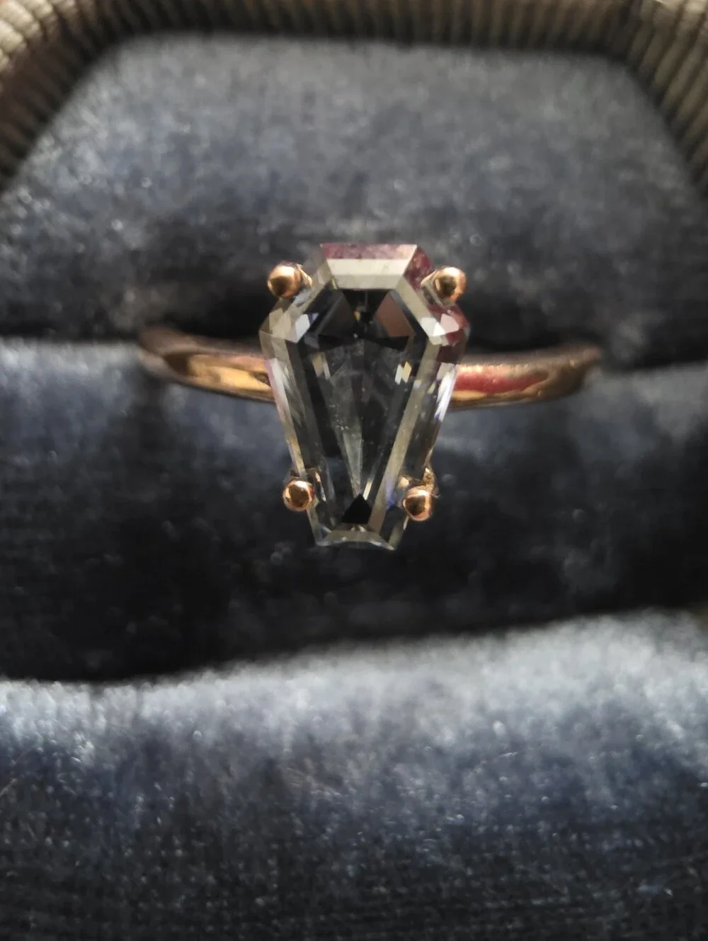 10k Moissanite Coffin Rose Gold Ring